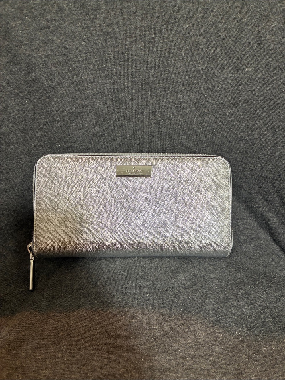 kate spade Metallic Silver Zip-Around Wallet